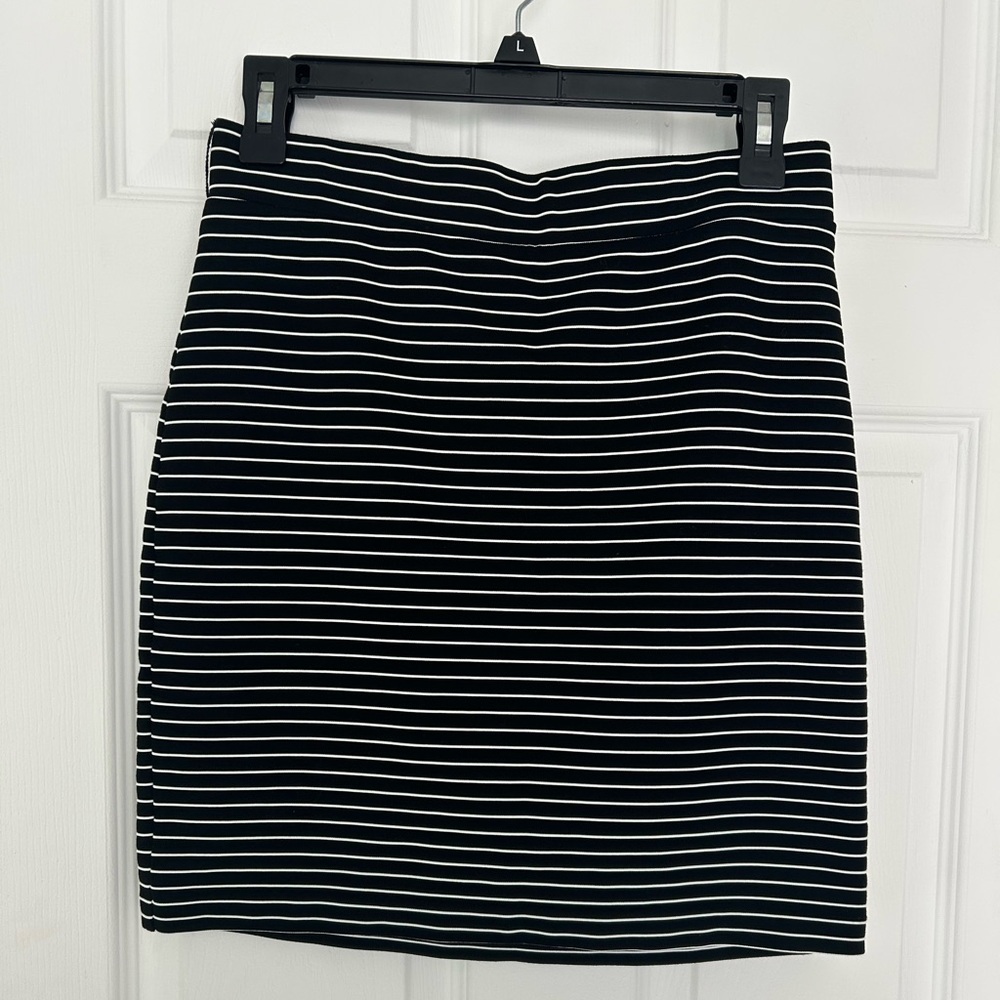 Loft Black and White Striped Pencil Skirt Office Casual